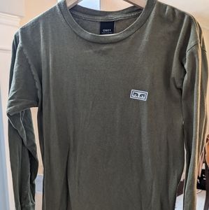 OBEY Men's long sleeve shirt, size small, green